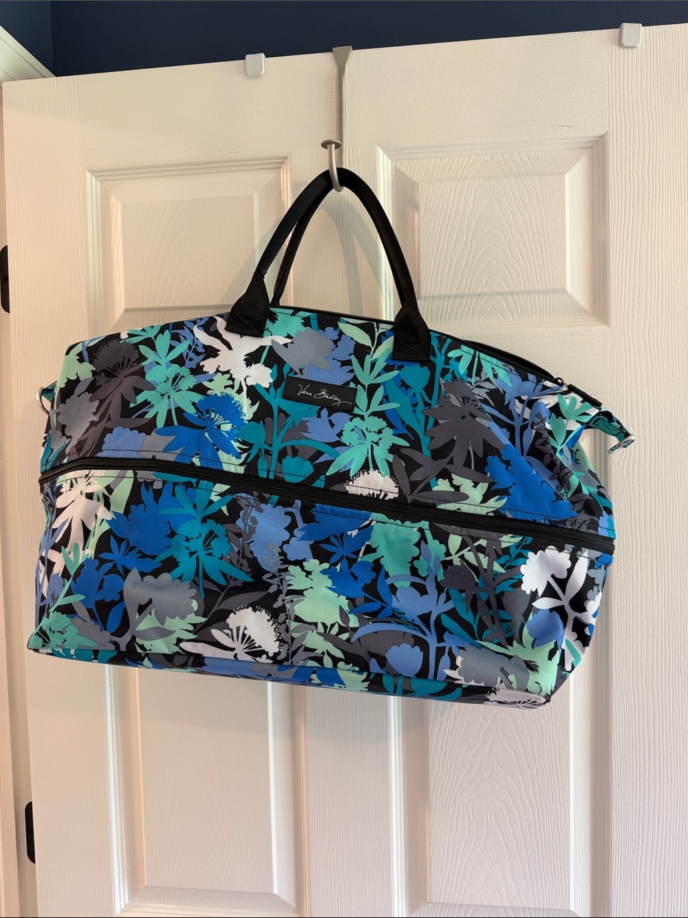 Vera Bradley Blue Green Black Floral Travel Duffel